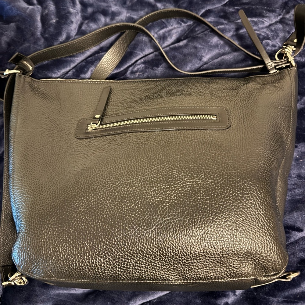 Bosca Black Pebbled Leather Crossbody Tote